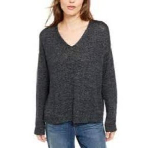 Eileen Fisher Sweaters - NWT Eileen Fisher Organic Linen V-Neck Shimmer Knit Sweater Black Size S